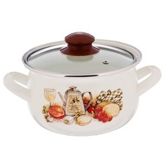 Кастрюля Интерос Аппетит 2,1 л, белый/коричневый