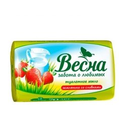 Мыло кусковое Весна Земляника со сливками, 90 г