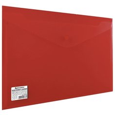 BRAUBERG Папка-конверт с кнопкой A4, пластик 200 мкм красный