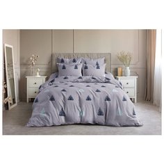 Постельное белье 2-спальное Ночь Нежна Елки, бязь, 70 х 70 см серый