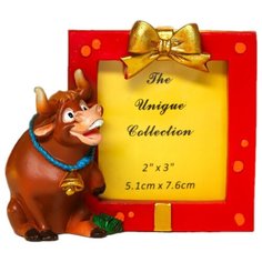 Фоторамка Yiwu Youda Import and Export Бычок Озорник 5.1 х 7.6 см коричневый/красный