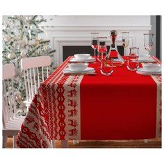 Скатерть Сирень Рождественский узор 120х140 см красный