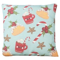 Подушка декоративная Традиция Имбирное печенье, 40х40 см голубой/белый