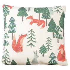 Подушка декоративная Традиция Лисички в лесу, 40х40 см бежевый/белый