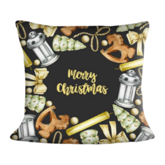 Подушка декоративная Сирень Рис. 07, 40 х 40 см черный