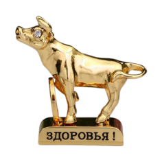 Статуэтка Style-Ampire Бык с монеткой и пожеланием здоровья, 4.5 см золотистый