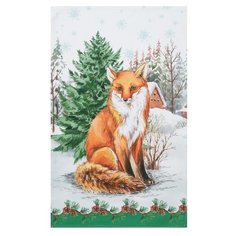Этель Полотенце Новогодний лес Лиса кухонное 40х67 см зеленый