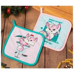 Прихватка Доляна Киса 17 х 17 см розовый