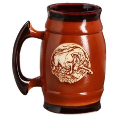 Керамика ручной работы Пивная кружка Бык 600 мл коричневый