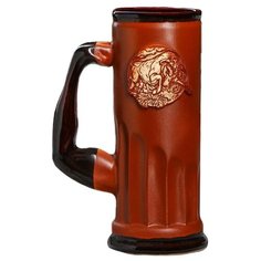 Керамика ручной работы Пивная кружка Бык 750 мл коричневый