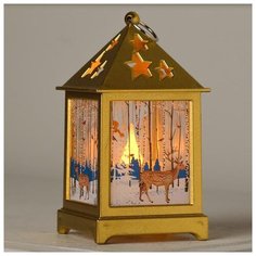 Фигурка Luazon Фонарь с 1 свечой Олень в лесу 13 см золотой