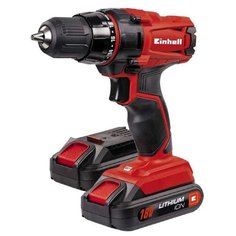 Аккумуляторная дрель-шуруповерт Einhell TC-CD 18-2 LI 1.3Ач х2 кейс 38 Н·м красный/черный