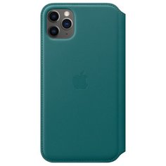 Чехол-книжка Apple Folio кожаный для iPhone 11 Pro Max зеленый павлин