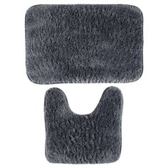 Комплект ковриков Доляна Пушистик 38x40, 40x60 см серый