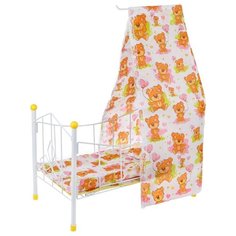 Yako Кроватка для куклы с балдахином Мишка (M0610-11) белый/оранжевый