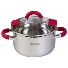 Кастрюля Kelli KL-4271-24 6л, серебристый/красный