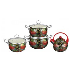 Набор посуды Kelli KL-4459 7 пр. серый/красный