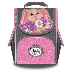 Jack & Lin Ранец Зайка с Букетом "Для тебя..." (JL-092018-1), серый/розовый