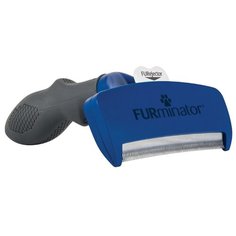Щетка-триммер FURminator L для короткошерстных собак крупных пород синий/серый