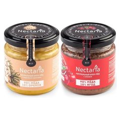 Крем-мед NECTARIA с кедровым орехом, с клюквой, 2 шт набор