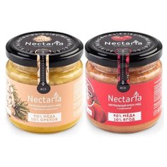 Крем-мед NECTARIA с кедровым орехом, с клубникой, 2 шт набор