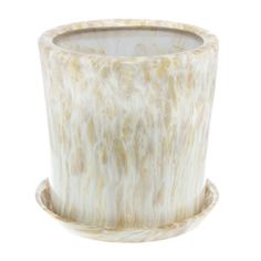 Горшок Qianjin для цветов жел.мрамор цилиндр д25 с поддоном