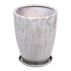 Горшок для цветов с поддоном Qianjin серый мрамор 39x39x48 см