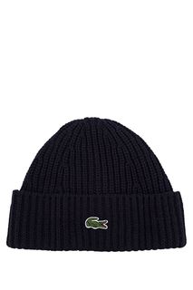 Полушерстяная шапка с логотипом бренда Lacoste