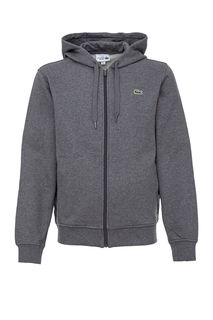 Серая толстовка из хлопка с капюшоном Lacoste
