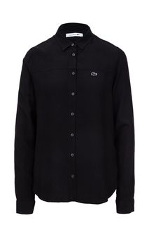 Приталенная черная рубашка с длинными рукавами Lacoste