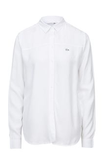 Приталенная белая рубашка с длинными рукавами Lacoste