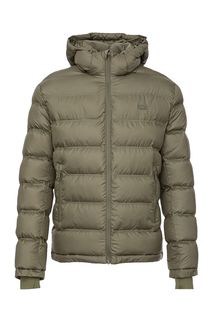 Короткий пуховик цвета хаки со съемным капюшоном Lacoste