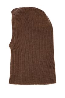Полушерстяная шапка балаклава коричневого цвета Victoria Kuksina