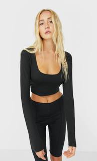 Stradivarius Укороченный Топ В Балетном Стиле Женская Коллекция Черный L