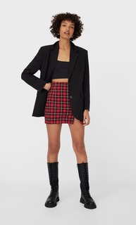 Stradivarius Мини-Юбка С Декоративной Строчкой Женская Коллекция Красный S