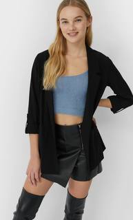 Stradivarius Пиджак Из Струящейся Ткани Женская Коллекция Черный M