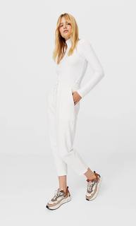 Stradivarius Топ С Воротником-Стойкой Женская Коллекция Цвет Небеленого Полотна M