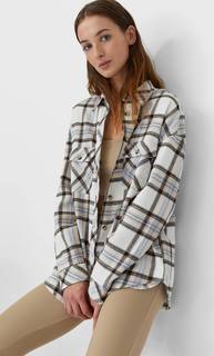 Stradivarius Куртка Рубашечного Кроя В Клетку Женская Коллекция Цвет Камня S