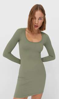 Stradivarius Платье Без Швов Женская Коллекция Зеленый L