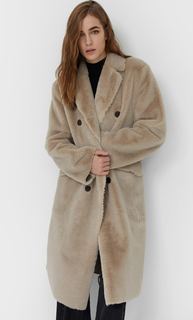 Stradivarius Длинное Пальто Из Двухлицевой Ткани Женская Коллекция Светло-Жженый S