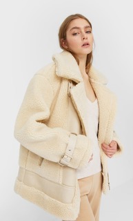 Stradivarius Двусторонняя Куртка Из Мягкой Ткани Женская Коллекция Цвет Небеленого Полотна Xs