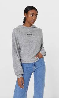 Stradivarius Худи Из Мягкой Ткани Женская Коллекция Пестро-Серый S