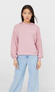 Stradivarius Худи Из Мягкой Ткани Женская Коллекция Приглушенно-Розовый L