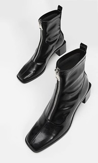 Stradivarius Эластичные Ботильоны На Каблуке С Молнией Женская Коллекция Черный 38