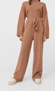 Stradivarius Трикотажные Брюки Прямого Кроя Женская Коллекция Бежевый S