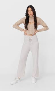 Stradivarius Свитер С Узором Косы Женская Коллекция Цвет Камня Xl