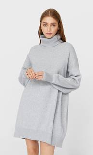 Stradivarius Трикотажное Платье Оверсайз Женская Коллекция Пестро-Серый M