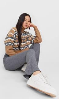 Stradivarius Брюки-Клеш В Рубчик Женская Коллекция Темно-Серый Xs