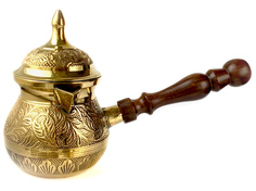 Турка латунная с тисненым узором tur0002brass Oriental Express