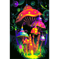 Живопись по номерам, "Грибной домик" ,40х60, pz-fluo01